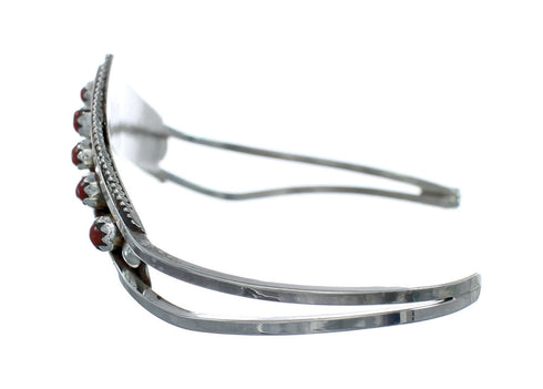Native American Zuni Coral Sterling Silver Cuff Bracelet NX11583